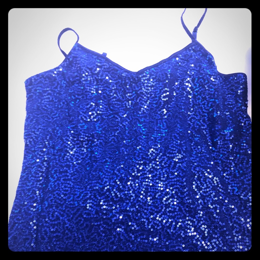 Express royal blue sequin tank top